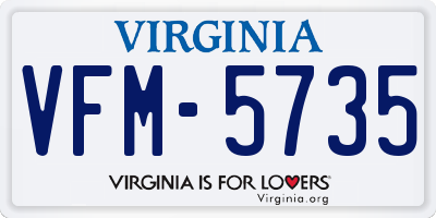 VA license plate VFM5735