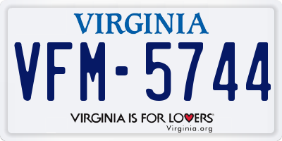 VA license plate VFM5744