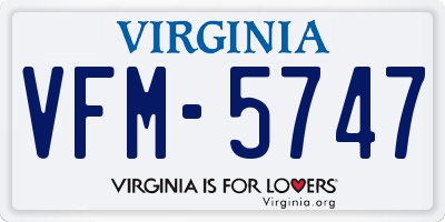 VA license plate VFM5747