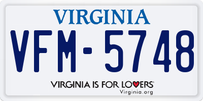 VA license plate VFM5748