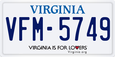 VA license plate VFM5749