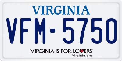 VA license plate VFM5750