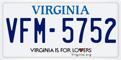 VA license plate VFM5752