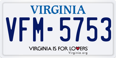 VA license plate VFM5753