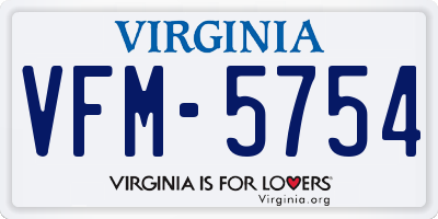 VA license plate VFM5754