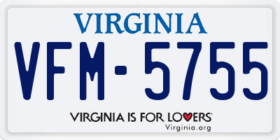 VA license plate VFM5755