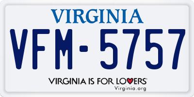 VA license plate VFM5757