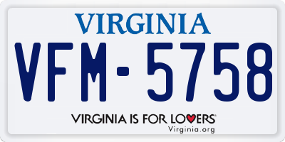 VA license plate VFM5758