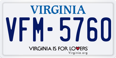 VA license plate VFM5760