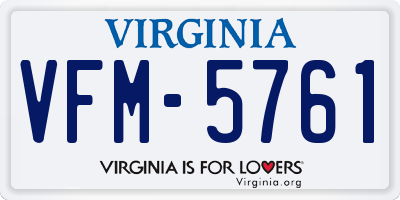 VA license plate VFM5761