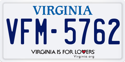 VA license plate VFM5762