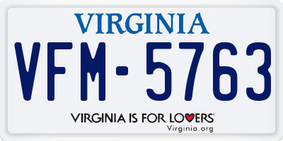 VA license plate VFM5763