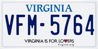 VA license plate VFM5764