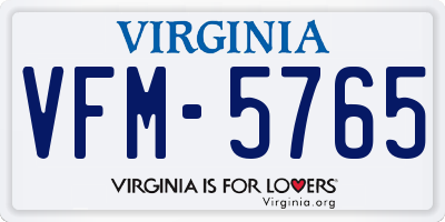 VA license plate VFM5765