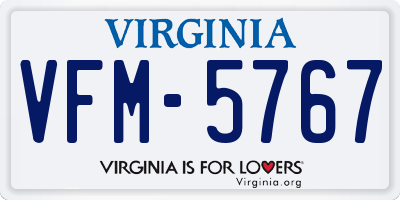 VA license plate VFM5767