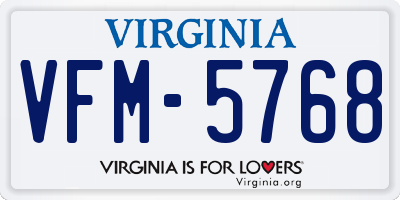 VA license plate VFM5768