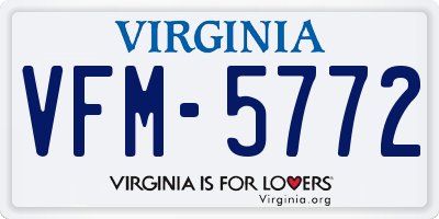 VA license plate VFM5772