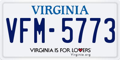 VA license plate VFM5773