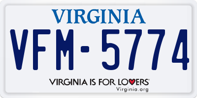 VA license plate VFM5774