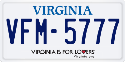 VA license plate VFM5777