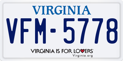 VA license plate VFM5778
