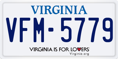VA license plate VFM5779