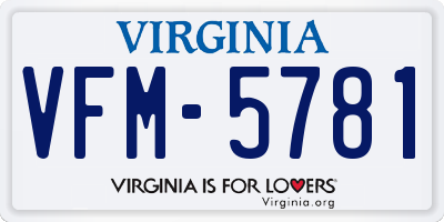 VA license plate VFM5781