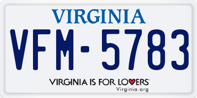 VA license plate VFM5783