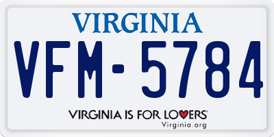 VA license plate VFM5784