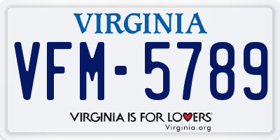 VA license plate VFM5789