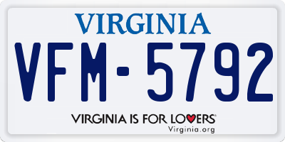 VA license plate VFM5792