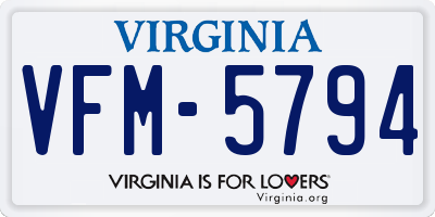 VA license plate VFM5794