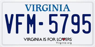 VA license plate VFM5795