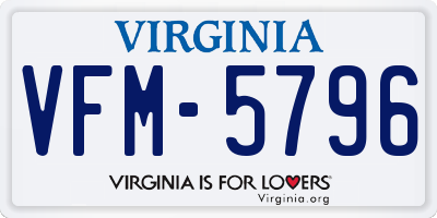 VA license plate VFM5796