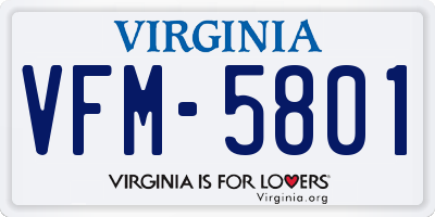 VA license plate VFM5801