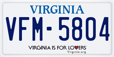 VA license plate VFM5804