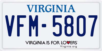 VA license plate VFM5807