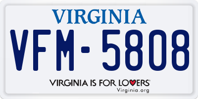 VA license plate VFM5808