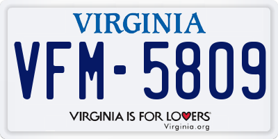 VA license plate VFM5809