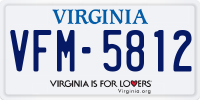 VA license plate VFM5812