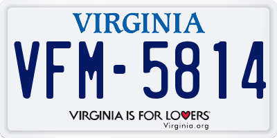 VA license plate VFM5814