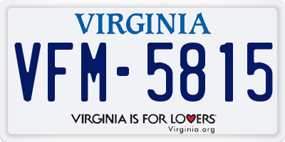 VA license plate VFM5815