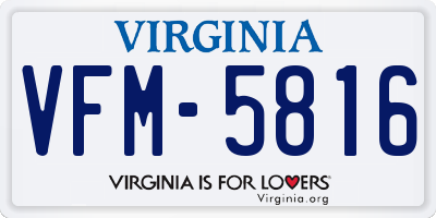 VA license plate VFM5816