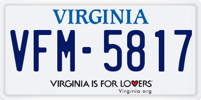 VA license plate VFM5817