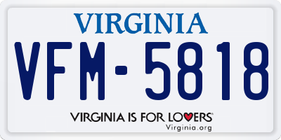 VA license plate VFM5818