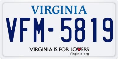 VA license plate VFM5819