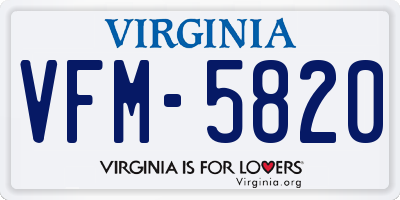VA license plate VFM5820
