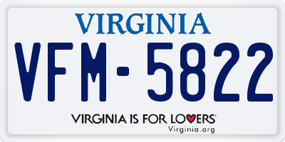 VA license plate VFM5822