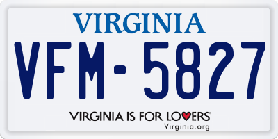 VA license plate VFM5827