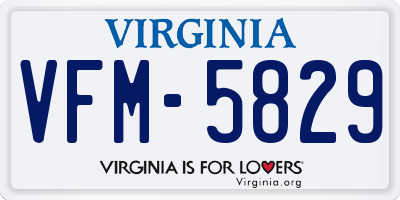 VA license plate VFM5829